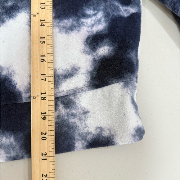 Old Navy Active Blue White Fleece Tie Dye Sweatshirt Crop Sz Large Funnel Neck - Picture 8 of 8